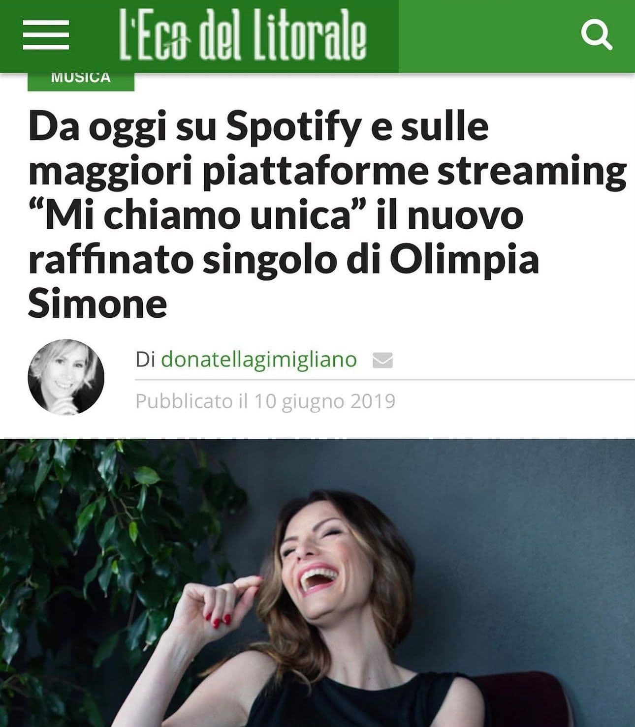 L’Eco del Litorale, articolo su Mi chiamo unica